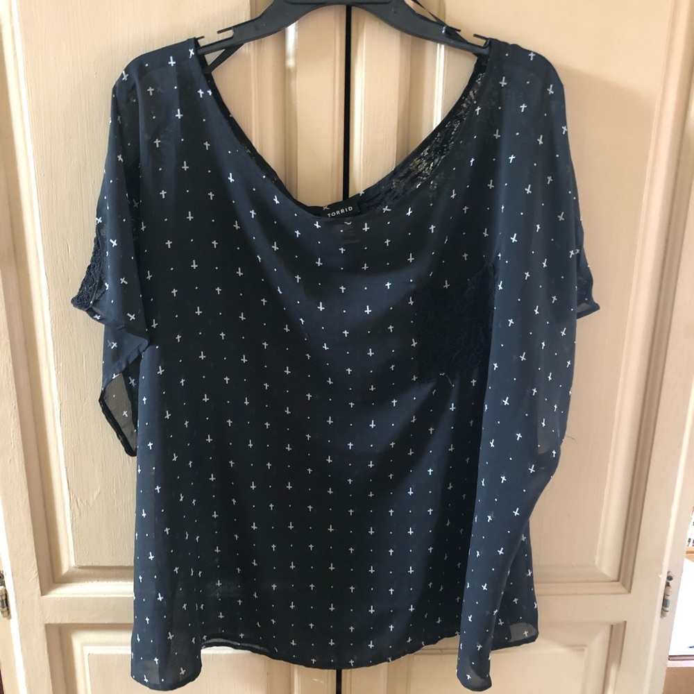 Torrid - Cross and Lace with Pocket Blouse